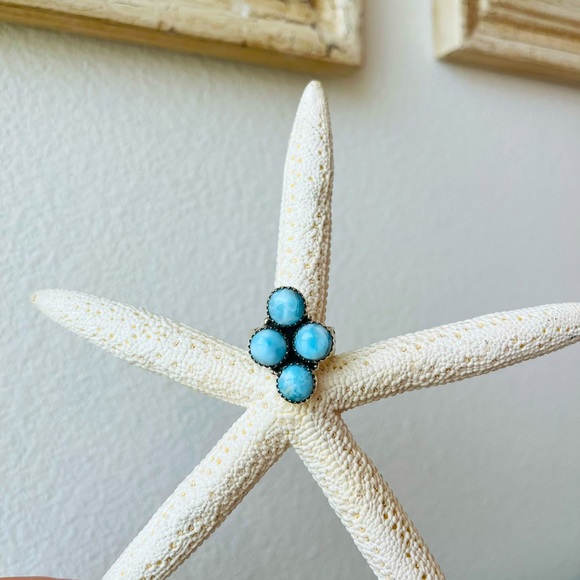 Larimar Adjustable Statement Ring in 925 Sterling Silver - Picture 8 of 9